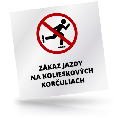 Zákaz jazdy na kolieskových korčuliach - čtvercové označení