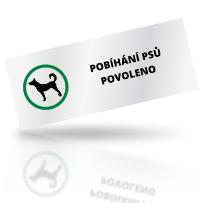 Pobíhání psů povoleno - obdelníkové označení