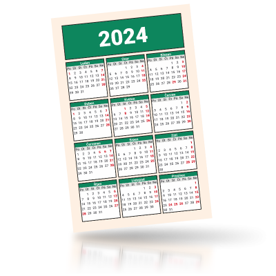 Kalendář 2024 kapesní 55x85 mm, balení od  200 kusů